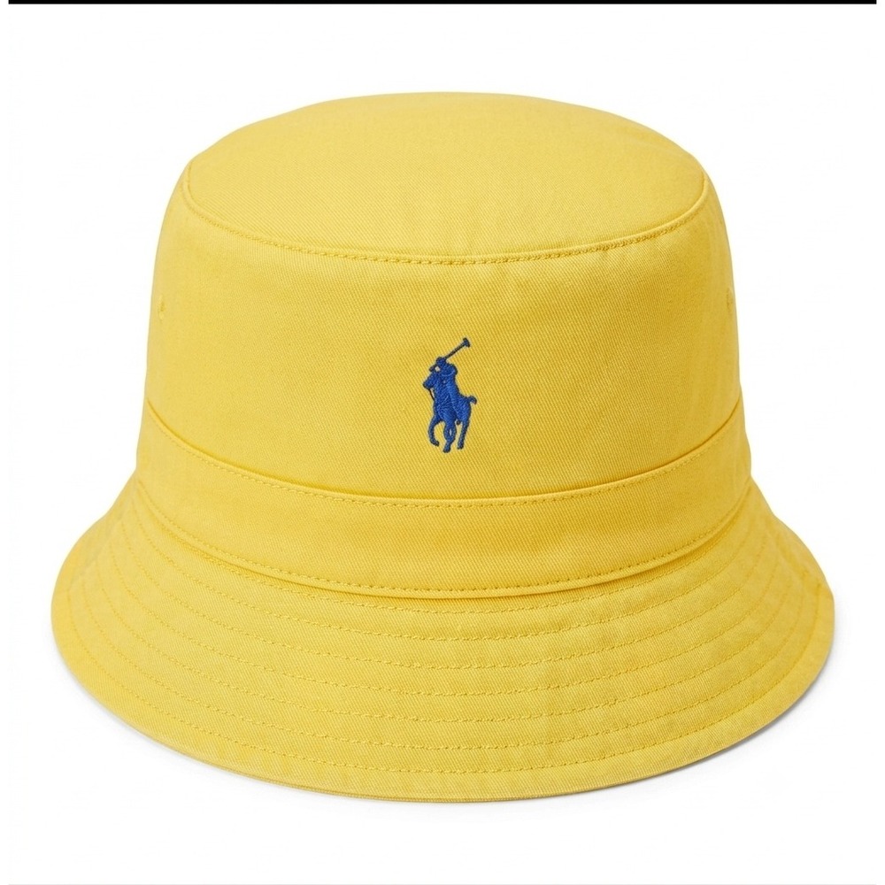 Polo Ralph Lauren Kids Yellow Cotton Bucket Hat Blue Pony Logo Size 4-7 
Unisex